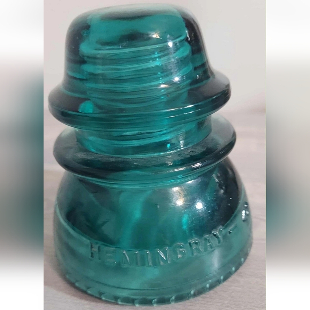 Antique Hemingway Blue/Aqua Glass Insulator Made in the USA - Picture 2 of 4